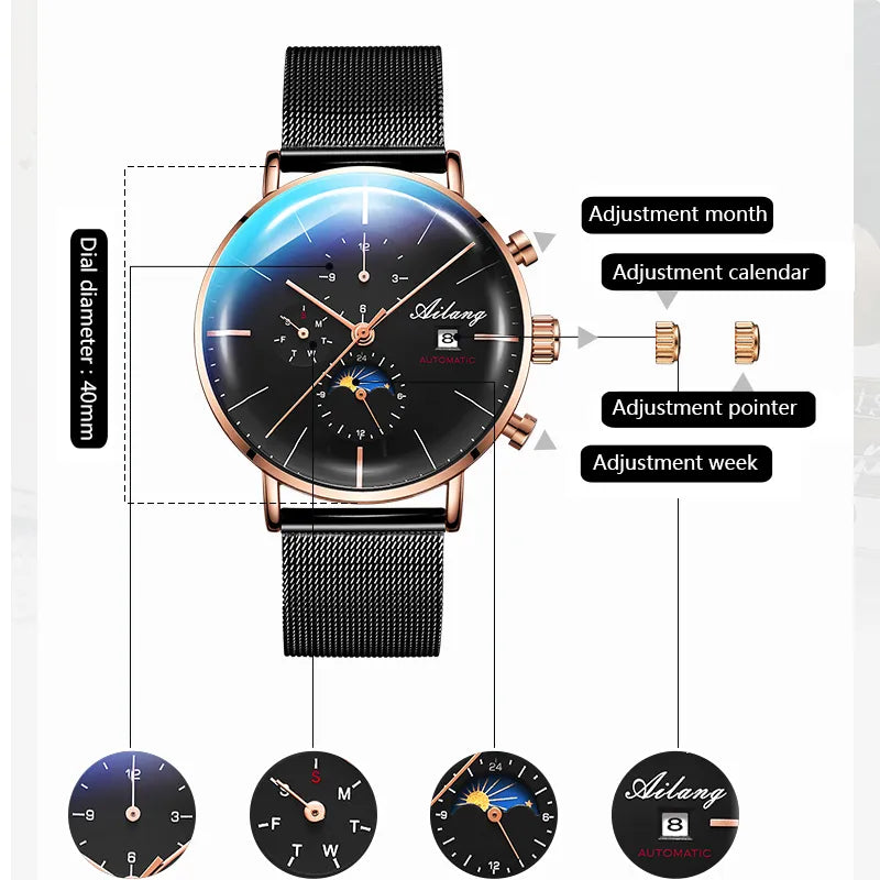 AILANG Design Brand Automatic Watch Men Mechanical Diver Watches Men's Diesel Watch SSS Minimalist watches mens 2021 Minimalism