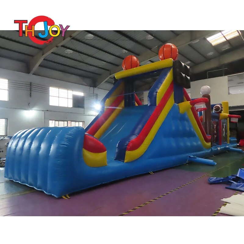 free sea ship to port, football baseball basketball soccer sport theme commercial inflatable obstacle course for kids