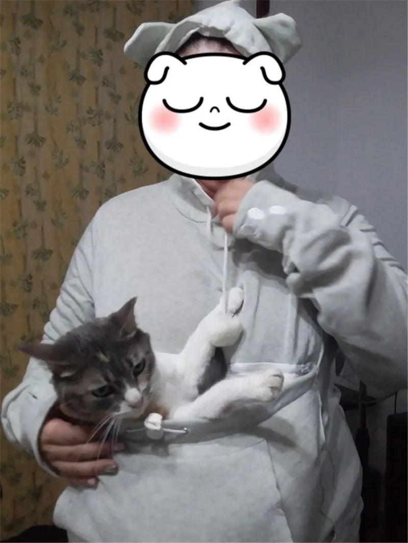 New Autumn Tops Cat Lovers Hoodie Kangaroo Dog Pet Paw Pullovers Cuddle Pouch Sweatshirt Pocket Animal Ear Hooded