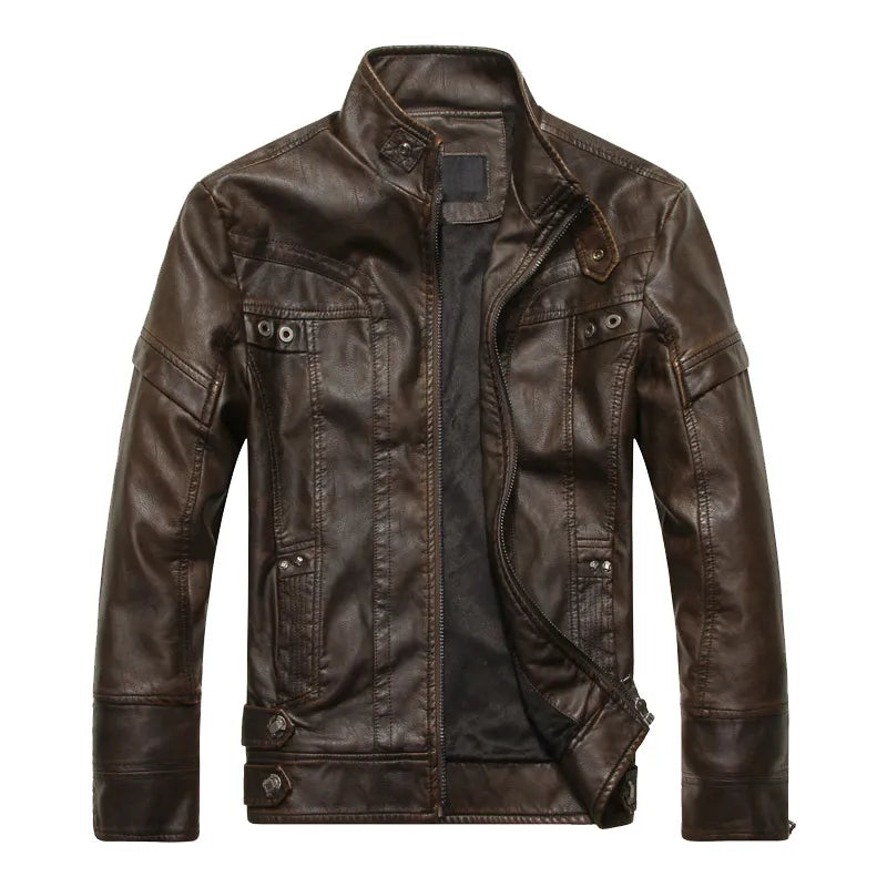 New arrive brand motorcycle leather jacket men men's leather jackets jaqueta de couro masculina mens leather coats - KAISERINC