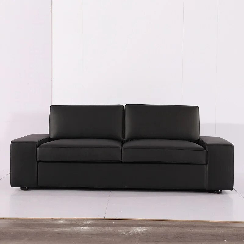 U-BEST New Design Black Genuine Leather Sofa Morden living room furniture leather recliner sofa 3 seats lounge sofa
