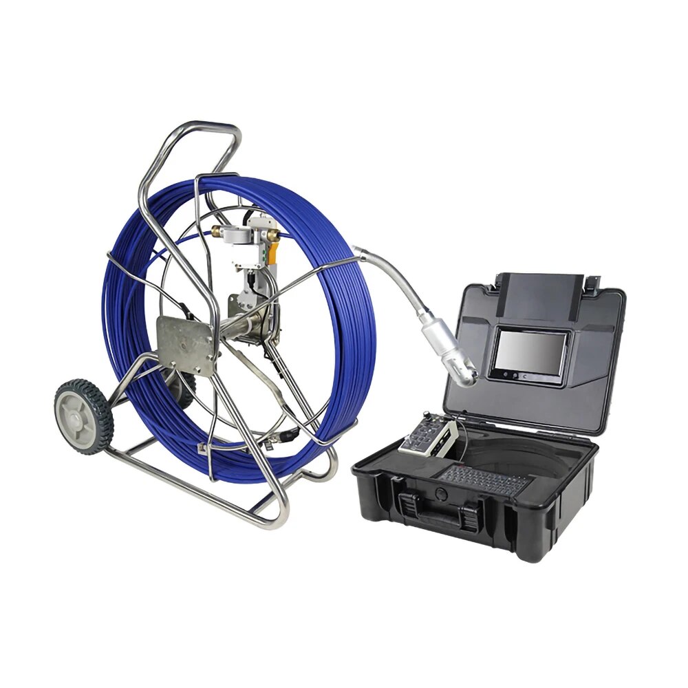 50mm Pan Tilt Rotation Camera Pipe Drain Sewer Inspection Endoscope 9" Screen DVR Keyboard Meter Counter 9mm Fiberglass Cable