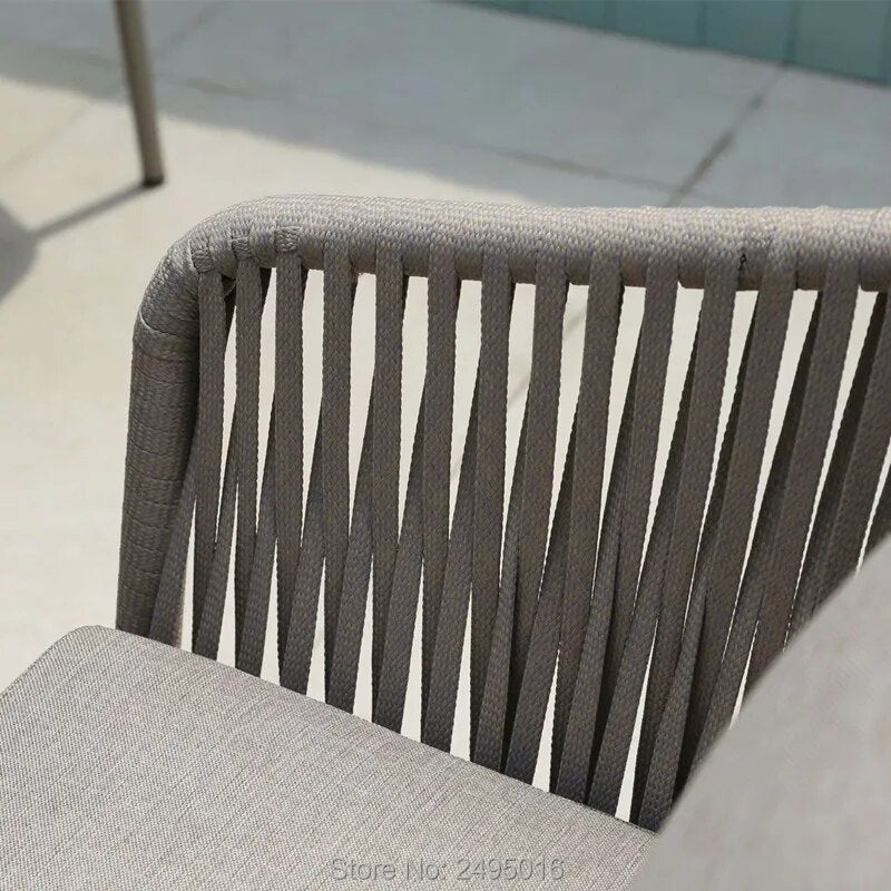 7-piece Patio Woven rope furniture dining set garden chat set table and chairs with cushions all weather