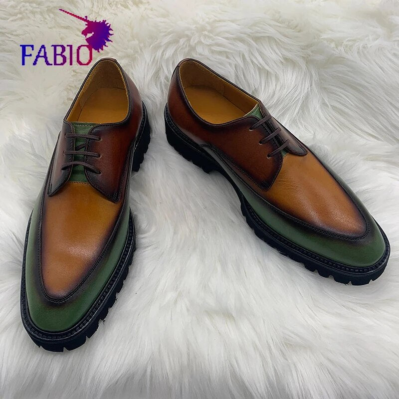 French cowhide men's shoes imported foaming outsole leather men's shoes Bruti style men's shoes