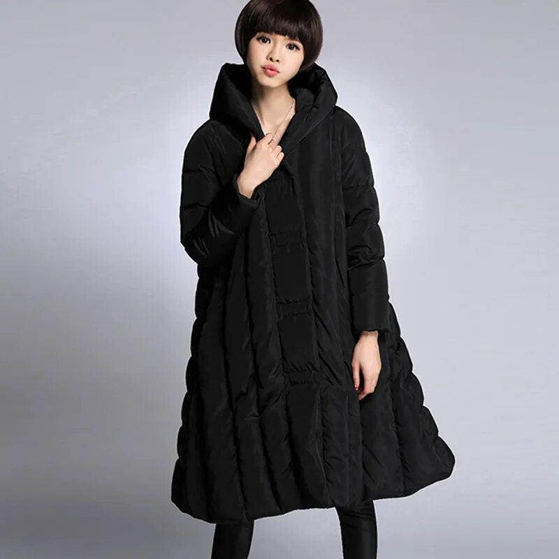 2020 womens winter thick down coats black navy blue army green red  8XL size  clothes female  long jackets for women winter - KAISERINC