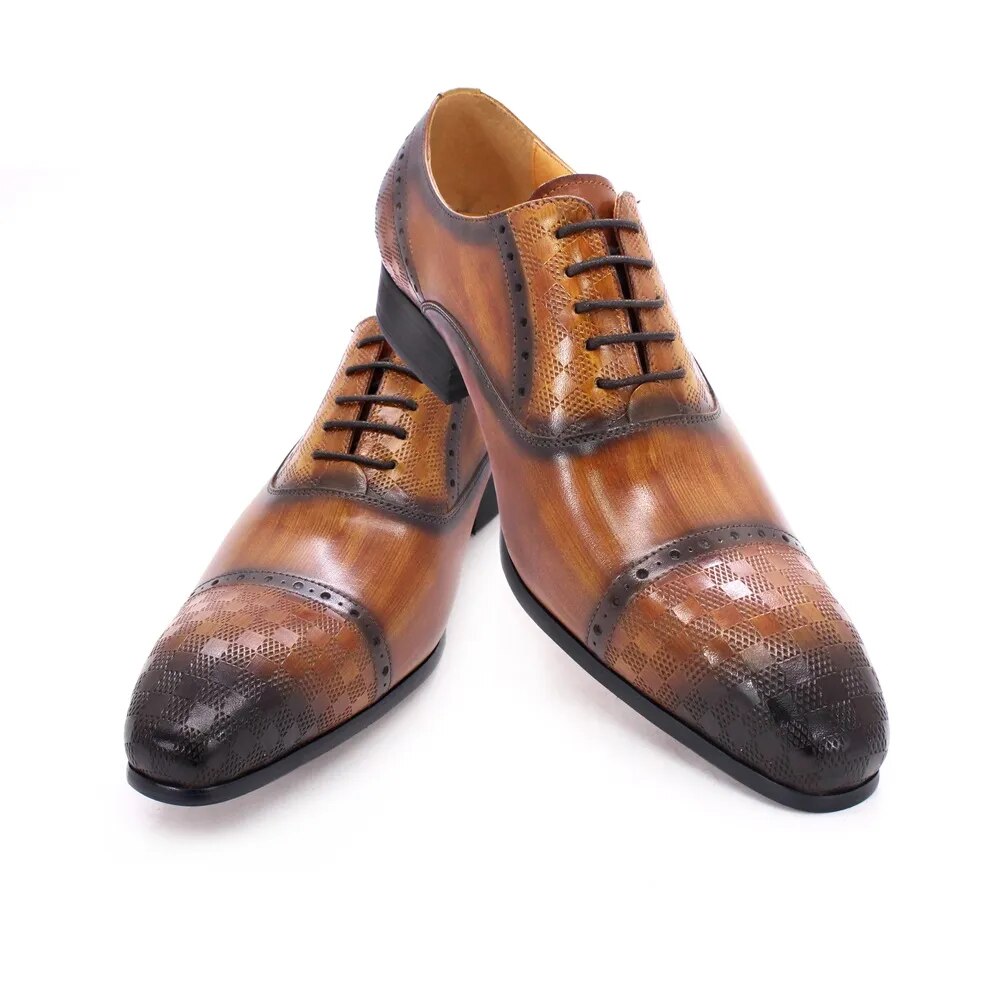 Italian style men's Oxford brogue shoes leather black brown classic lace up formal office men's shoes