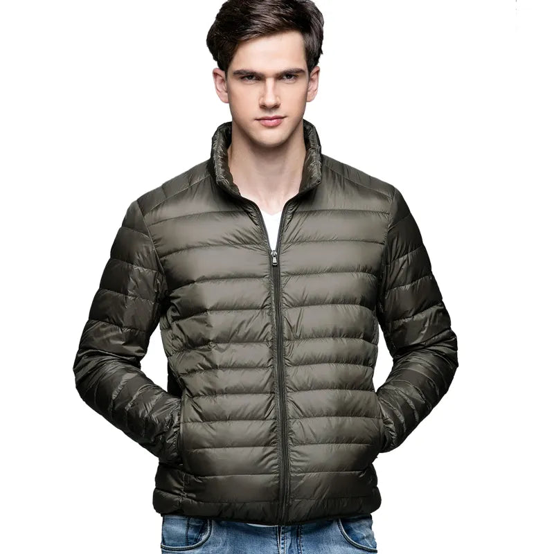 New Autumn Winter Man 90% Duck Down Jacket Ultra Light Thin S-3XL Spring Jackets Men Stand Collar Outerwear Coat - KAISERINC