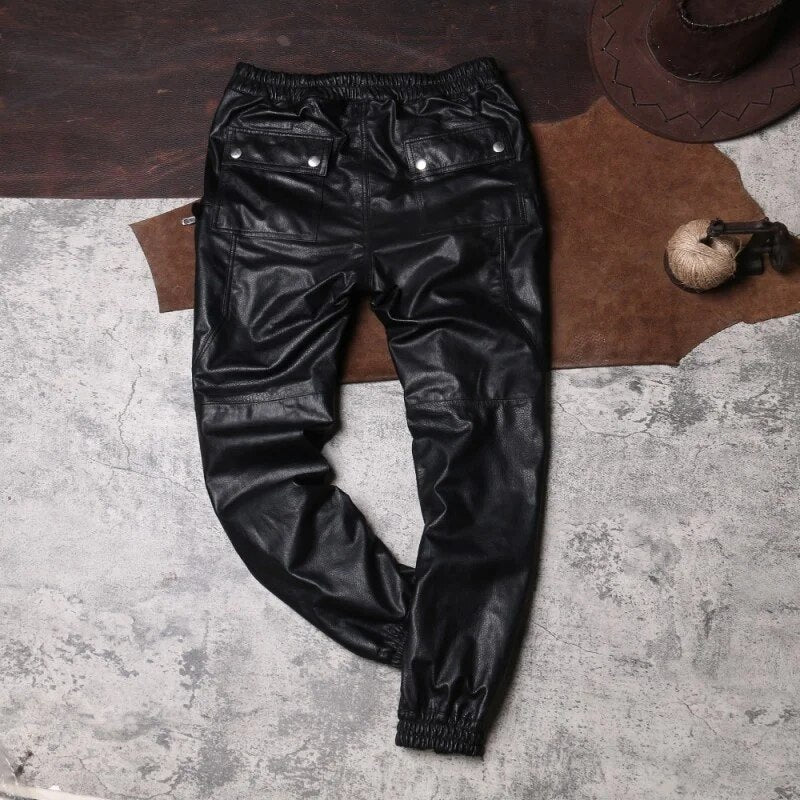 High Black Street Biker Pants Korean Style 2022 Spring Autumn New Classic Vintage Mens Solid Fashion Casual Pants Concise