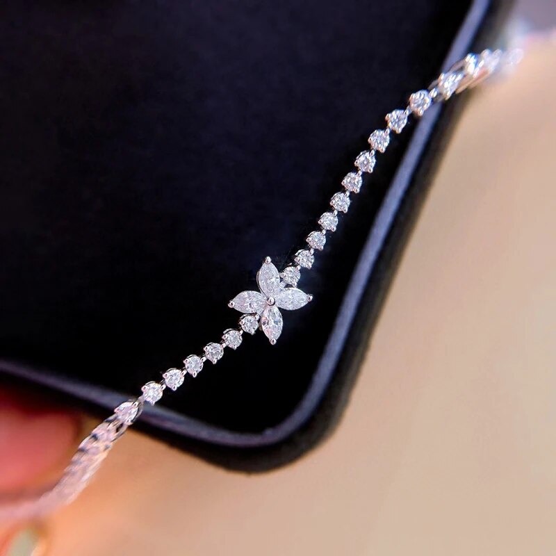 Aazuo Real 18K White Gold Real Diamonds 1.95ct Luxury Horse Eye Bracelet For Woman Upscale Trendy Wedding Engagement Party Au750