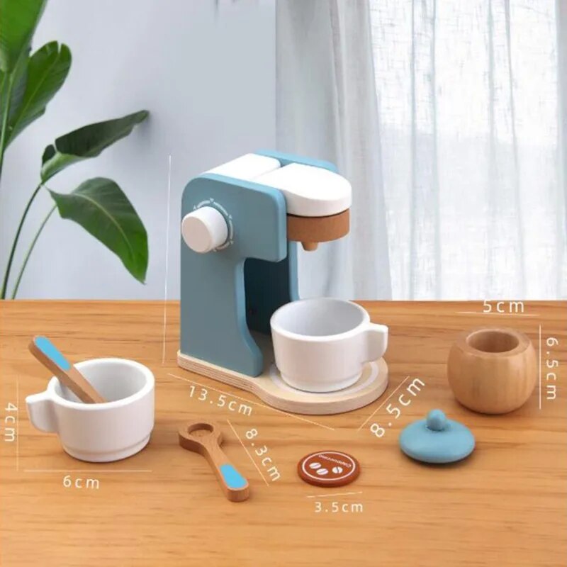Kids Wooden Pretend Play Sets Simulation Toasters Bread Maker Coffee Machine Blender Baking Kit Game Mixer Kitchen Role Toy