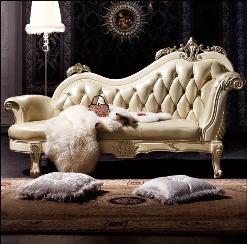 Hot Sale Sofa French Design leather Couches living room furniture Sofa  chaise lounge 1968