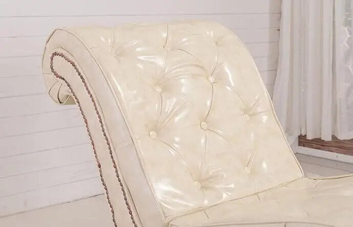 Faux Leather Tufted Chaise Lounge Chair Modern Upholstered Couch for Bedroom Living Room Furniture Chesterfield Lounger Daybed