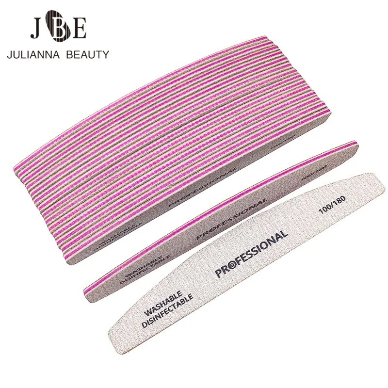 25/50PCS Nail File 100/180 UV Gel Polish Curved Grey Nail Art File Sanding Para Manicura Lime A Ongle Pedicure Nail Tool