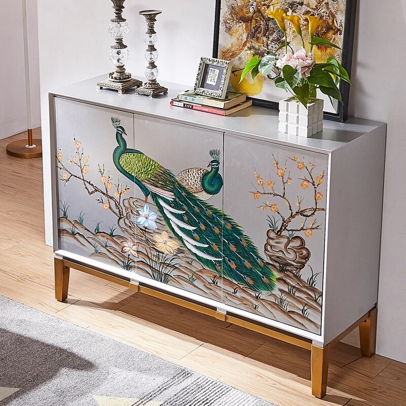 Nordic luxury porch bucket cabinet silver foil locker into the living room retro bucket cabinet living room furniture