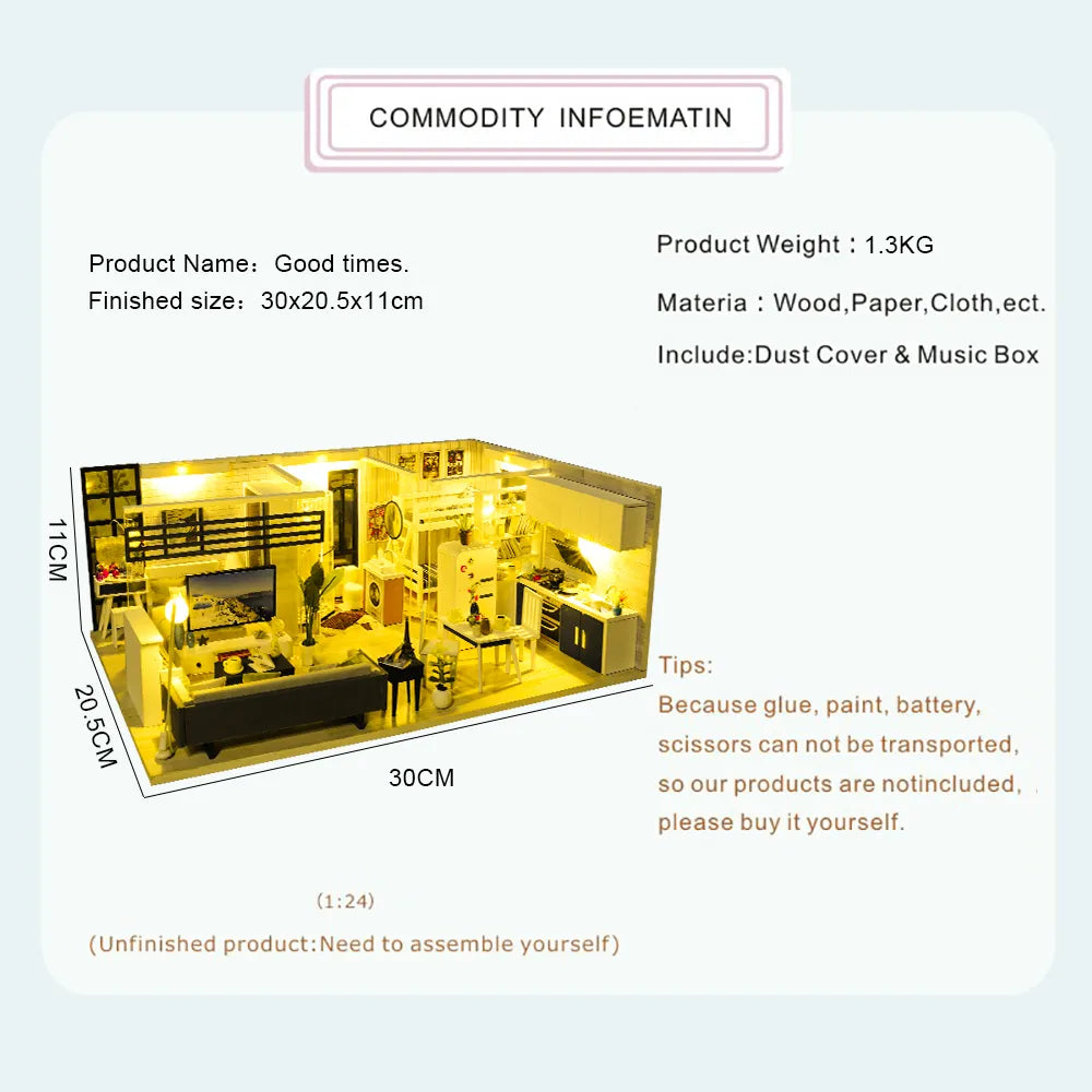 CUTEBEE DIY Dollhouse Wooden Doll Houses Miniature Doll House Furniture Kit Casa Music Led Toys for Children Birthday Gift M21