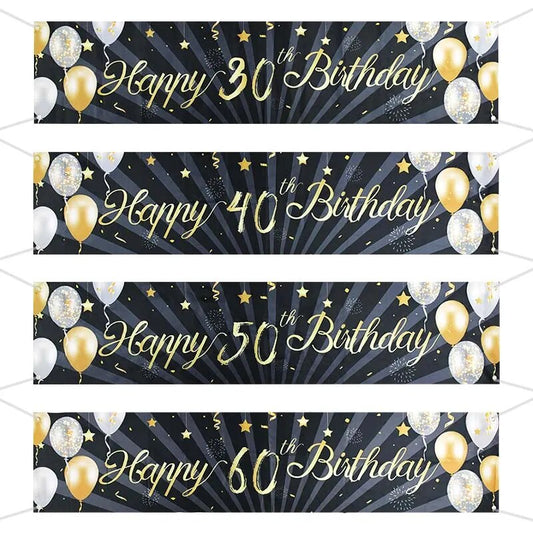 30 40 50 60 Years Old Birthday Backdrop Decor Happy 30th Birthday Banner Garland For Adult Black Gold Party Supplies Photo Props