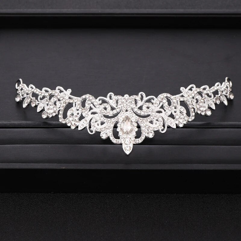 Trendy Bridal Crown Tiara Wedding Hair Accessories Silver Color Crystal Princess Crowns Bridal Headpiece Women Hair Jewelry