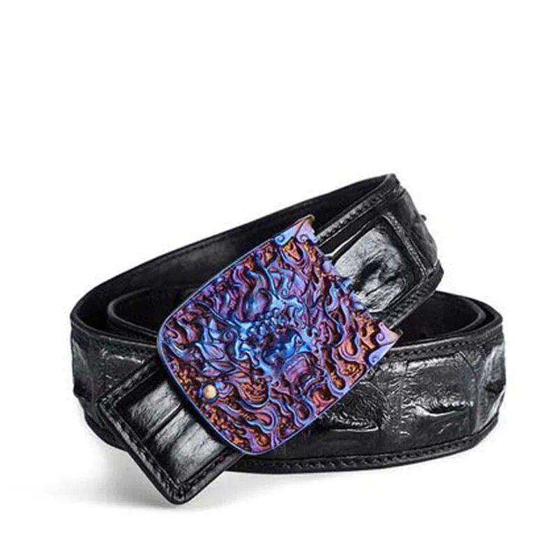 gete crocodile belt  Estuarine crocodile back  Titanium alloy  Smooth buckle  crocodile back  male  fashion  personal men belt