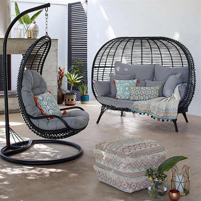 Villa furniture outdoor rattan bed patio chair lazy people hanging basket chair indoor and outdoor leisure furniture