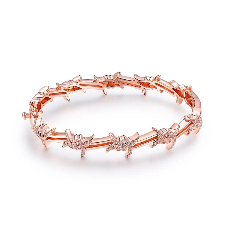 LOVERJEWELRY Diamonds Bangles Lady Wedding SI Genuine Diamonds Real 18Kt Rose Gold Bracelets For Women Luxury Lewels 2022