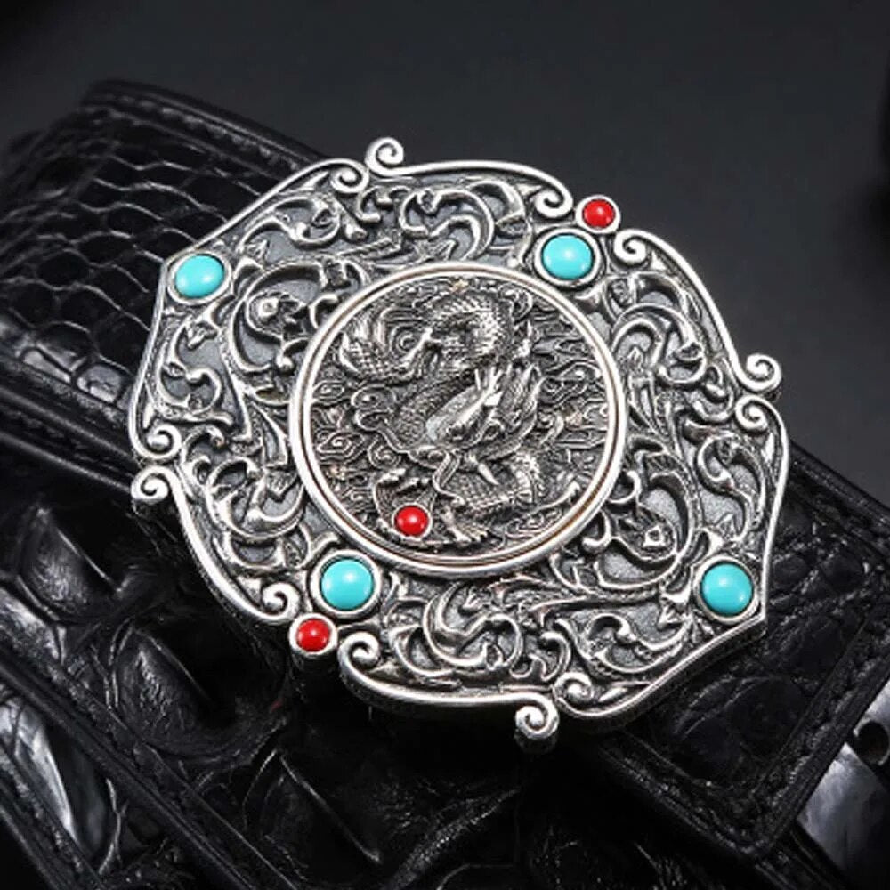 linshe  men belt  male  Genuine crocodile  leather  925 silver  buckle  crocodile male belt  business  leisure  belts