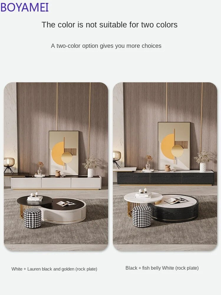 TV cabinet tea table combination modern simple Italian light luxury wind small house fashion retractable living room furniture