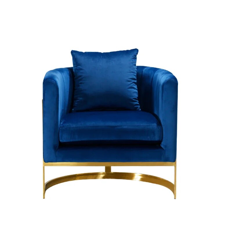 U-BEST Bedroom Furniture Green Velvet Armchair Modern Gold Finish Accent Chair,Metal Frame Chair