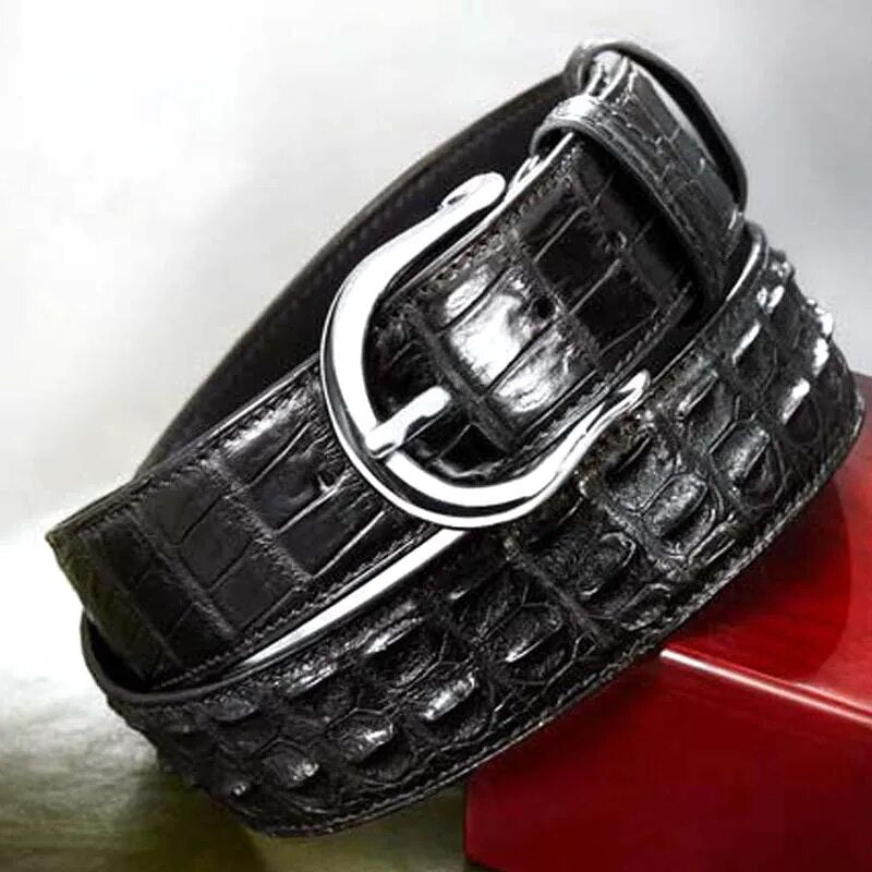 gete import  crocodile men belt  male Stainless steel Pin buckle  crocodile leather men belt  personality  leisure  belt  male