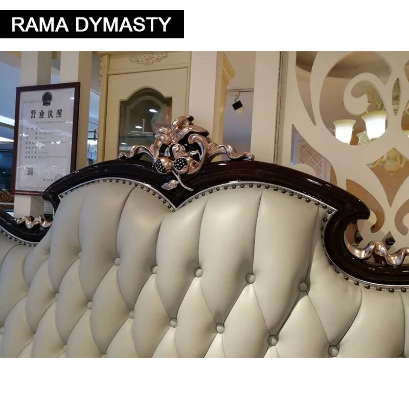 High Quality Modern Luxury  Wooden Beds Furniture Sets Design, French Carving Leather Bed King Size bed