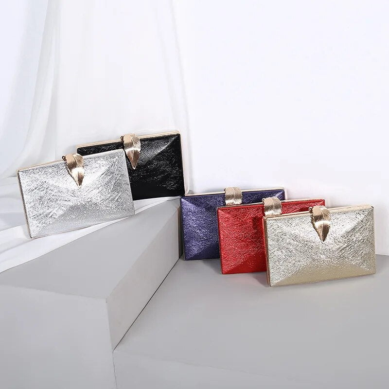 Luxy Moon Women's Wedding Clutch Bag Gold Purse Ladies Handbag Party Purse For Bridal Metal Leaf Lock Shoulder Bag  ZD1524