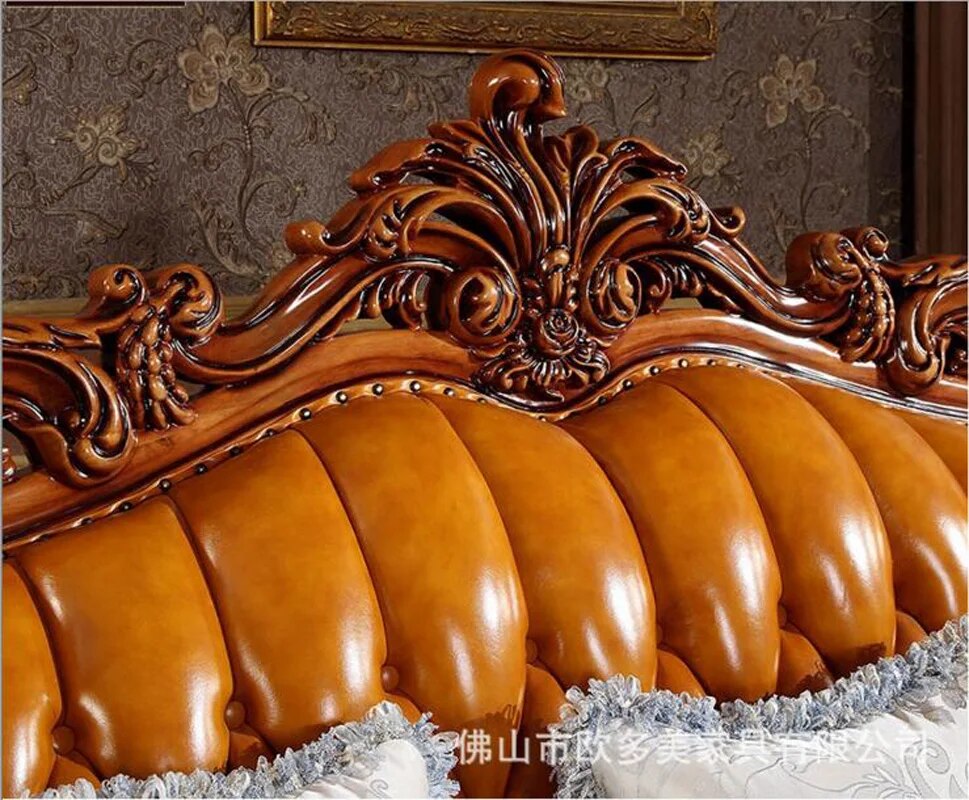 high quality  European  antique living room sofa furniture genuine leather set d1425