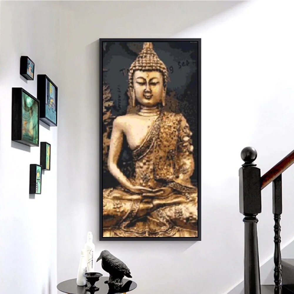 HUACAN 5D Diy Full Square Diamond Embroidery Mosaic Buddha Rhinestone Religion Portrait Diamond Painting Home Decor Gift