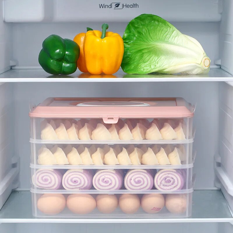 Kitchen Accessories Refrigerator Fresh-keeping Box Dumpling Storage Box Eggs Fruits and Vegetables Organizer Can Be Superimposed