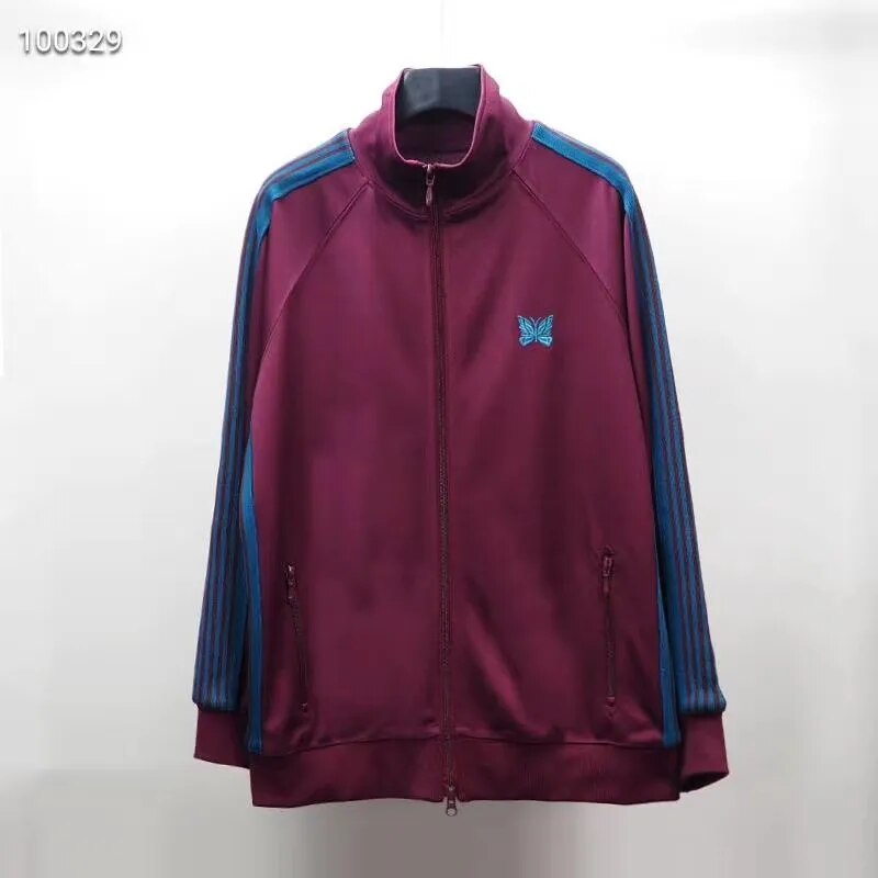 2020FW Needles AWGE Jackets Men Women 1:1 Top Version Butterfly Embroidery AWGE Jacket Stripes NEEDLES Coats - KAISERINC