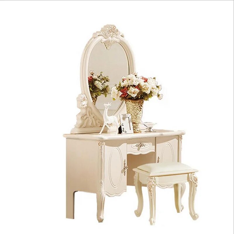 European mirror table modern bedroom dresser French furniture white french dressing table pfy10049