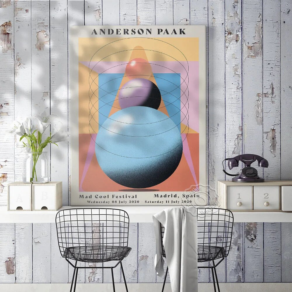 Mad Cool Festival Rock Music Wall Art, Anderson Paak stereoscopic Geometry Prints Poster, Anderson Paak Fans Collection Picture