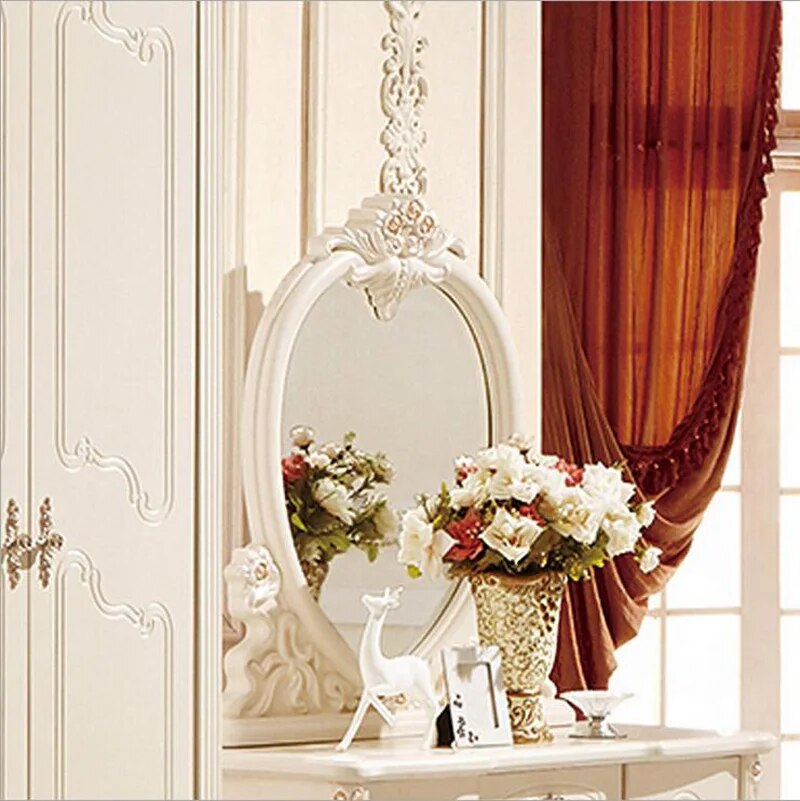 European mirror table modern bedroom dresser French furniture white french dressing table pfy10049