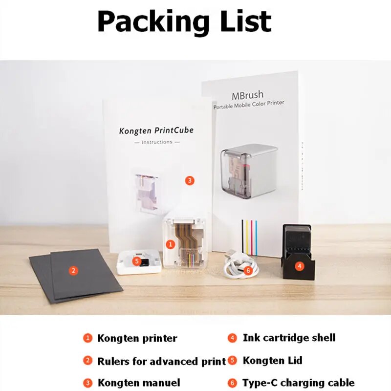 In STOCK Kongten Mbrush Mark Jet Printer Bluetooth Mobile Color Mini Handheld Printer Portable Wifi Printers PrinCube Inkjet#R40