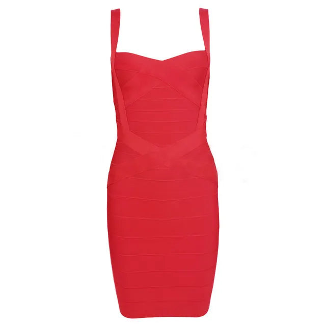 Women'S Sexy Bandage Dresses Christmas Autumn Sleeveless Spaghetti Belt Stretching Fitness Club Party Dress Mini Bodyconvestodos - KAISERINC