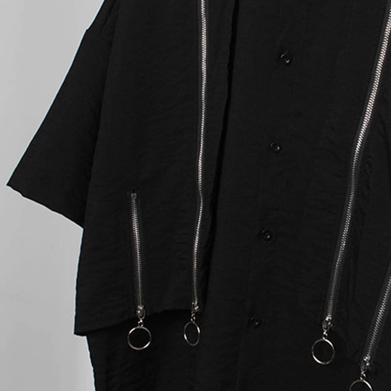 11 BYBB'S DARK Zipper Fake Two Shirts Oversized Loose Techwear Tee Shirts Men Harajuku Casual Short Sleeve Shirt Streetwear