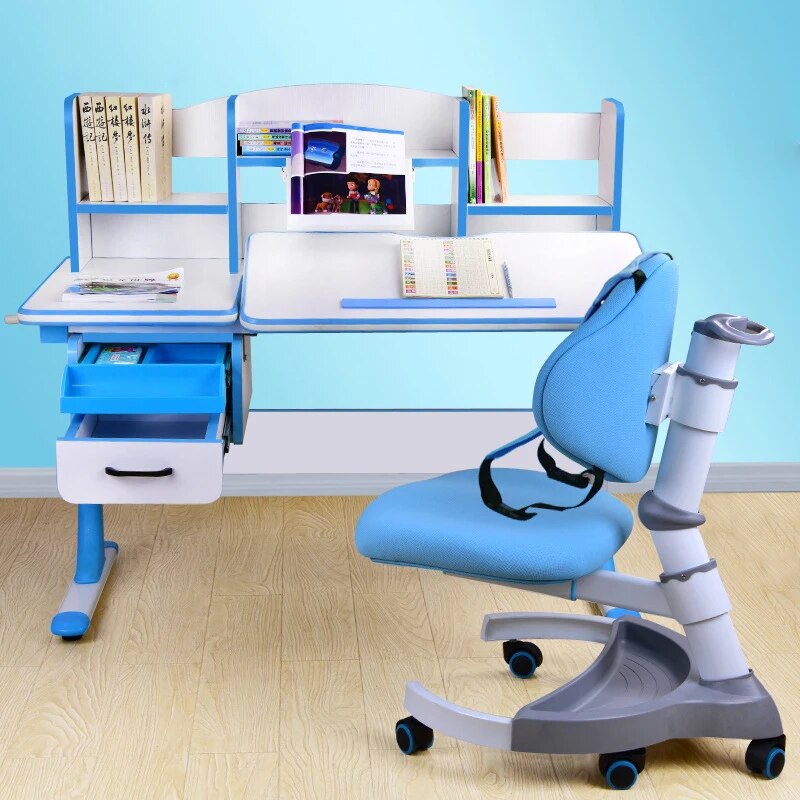 Children Kids Study Desk Writing Table Suit Homework Furniture Rise Fall Chairs Primary School Students Desk And Chair Suit
