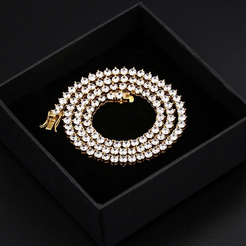 4mm 925 Sterling Silver Moissanite Diamond Tennis Chain 3 Claw Hip Hop Necklace For Men Women Jewelry 2021 Dropshipping