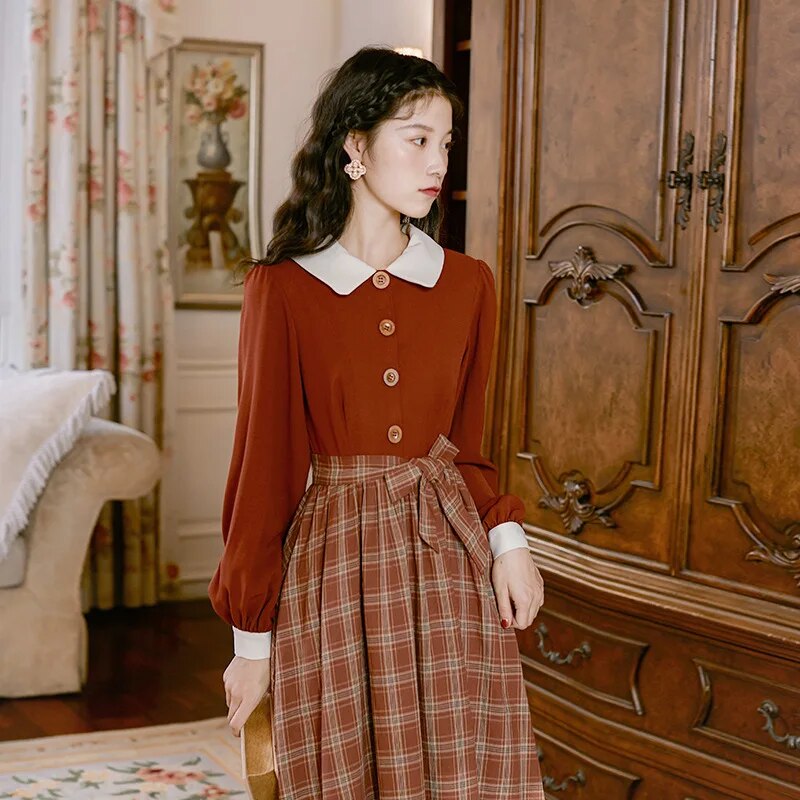 2020 new fashion women's clothing Peter pan Collar  Vintage  dress women  dresses