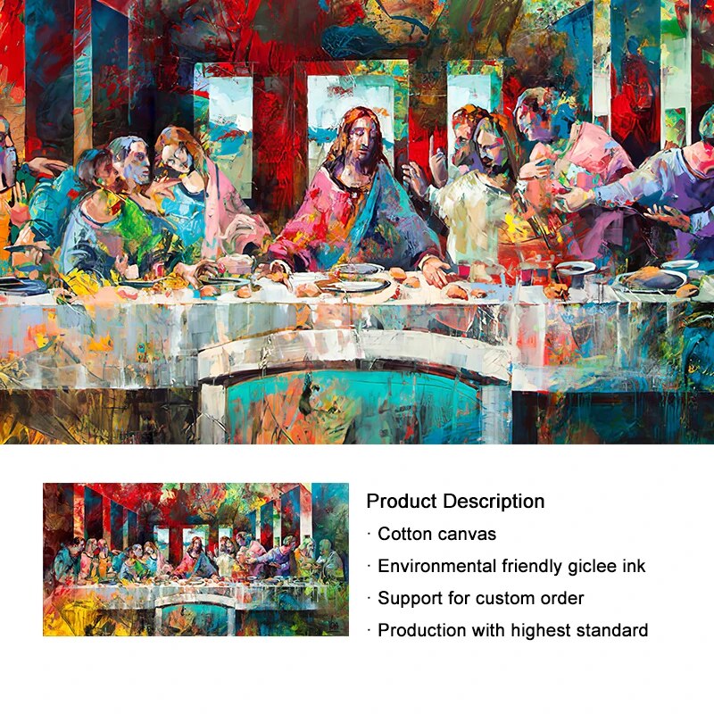 Graffiti Art Last Supper By Da Vinci Canvas Art Paintings Reproductions Classical Wall Art Christian Canvas Print for Home Decor
