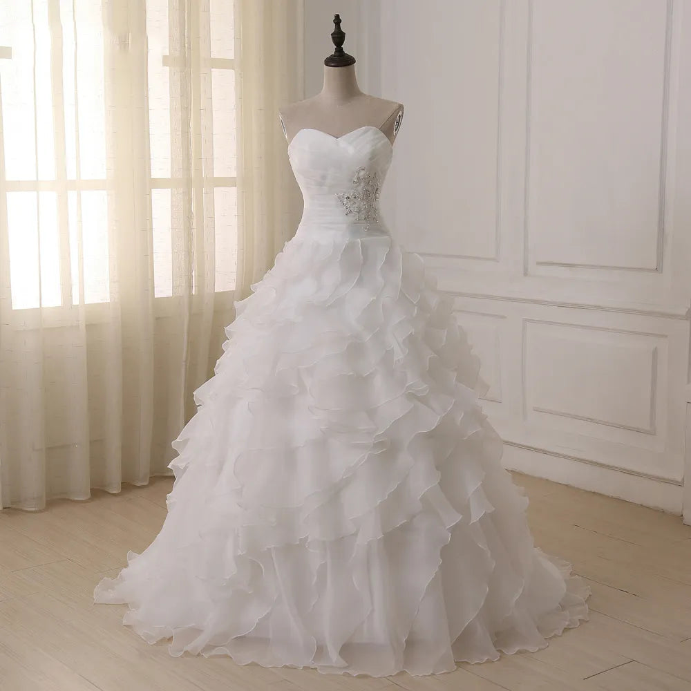 Jiayigong Real Wedding Dress Robe De Mariee White/ Ivory Sweetheaert Ruffles Corset Plus Size Wedding Dresses Vestido De Novia - KAISERINC
