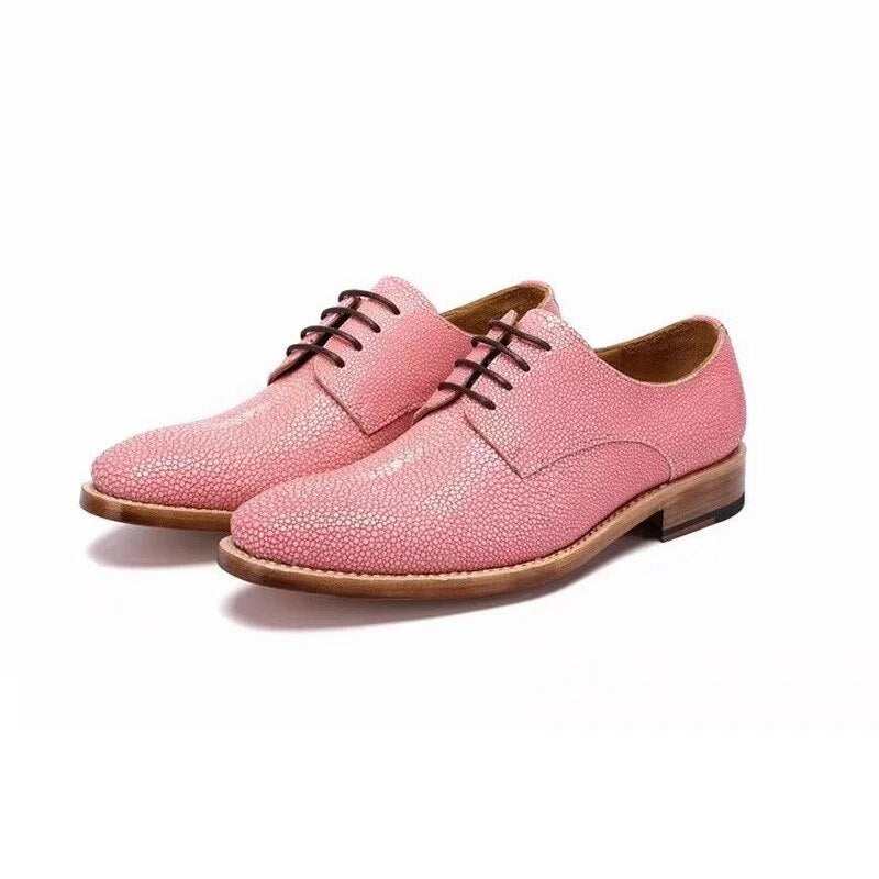 Authentic Real True Stingray Skin Men's Pink Blue Dress Shoes 100% Hand Stitched Exotic Genuine Leather Male Red Lace-up Oxfords