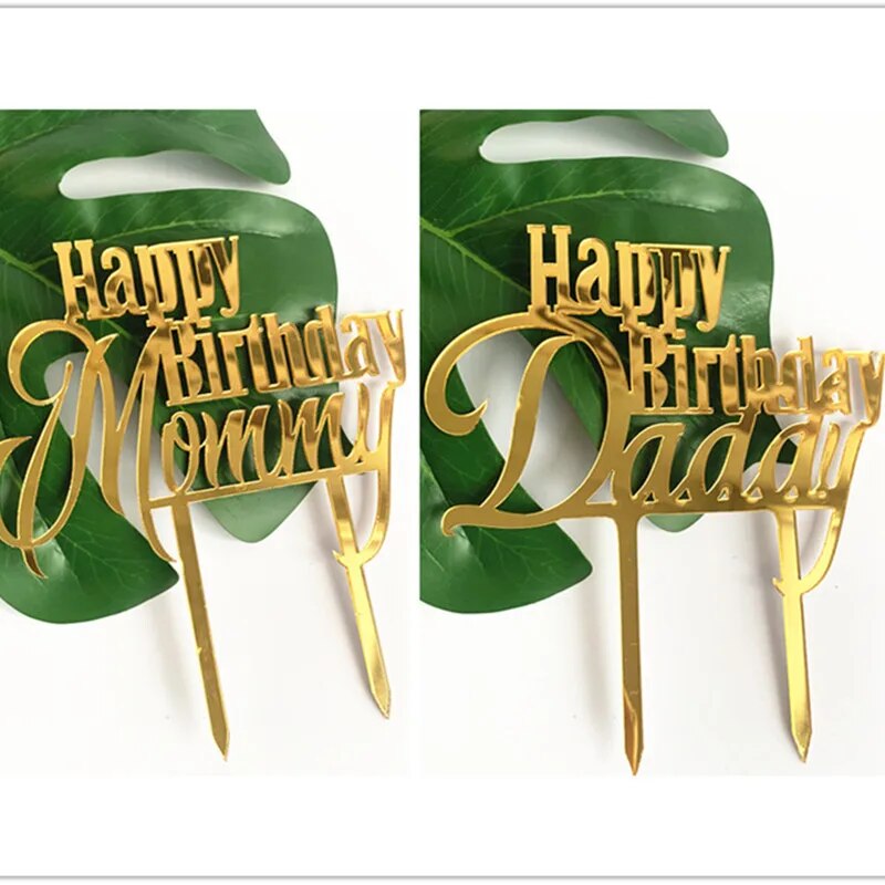 New Happy Anniversary Acrylic Cake Topper Mommy Daddy Acrylic Cupcake Topper For Wedding Birthday Party Cake Decorations 2022