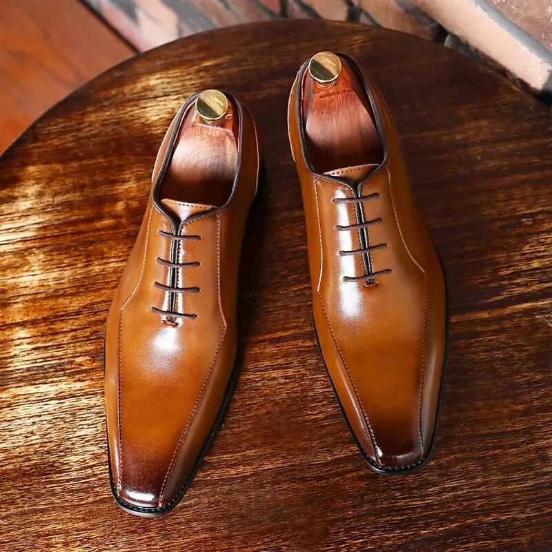 Men Genuine cow leather brogue wedding Business mens casual flats shoes 2020 black vintage oxford shoes for men's shoes