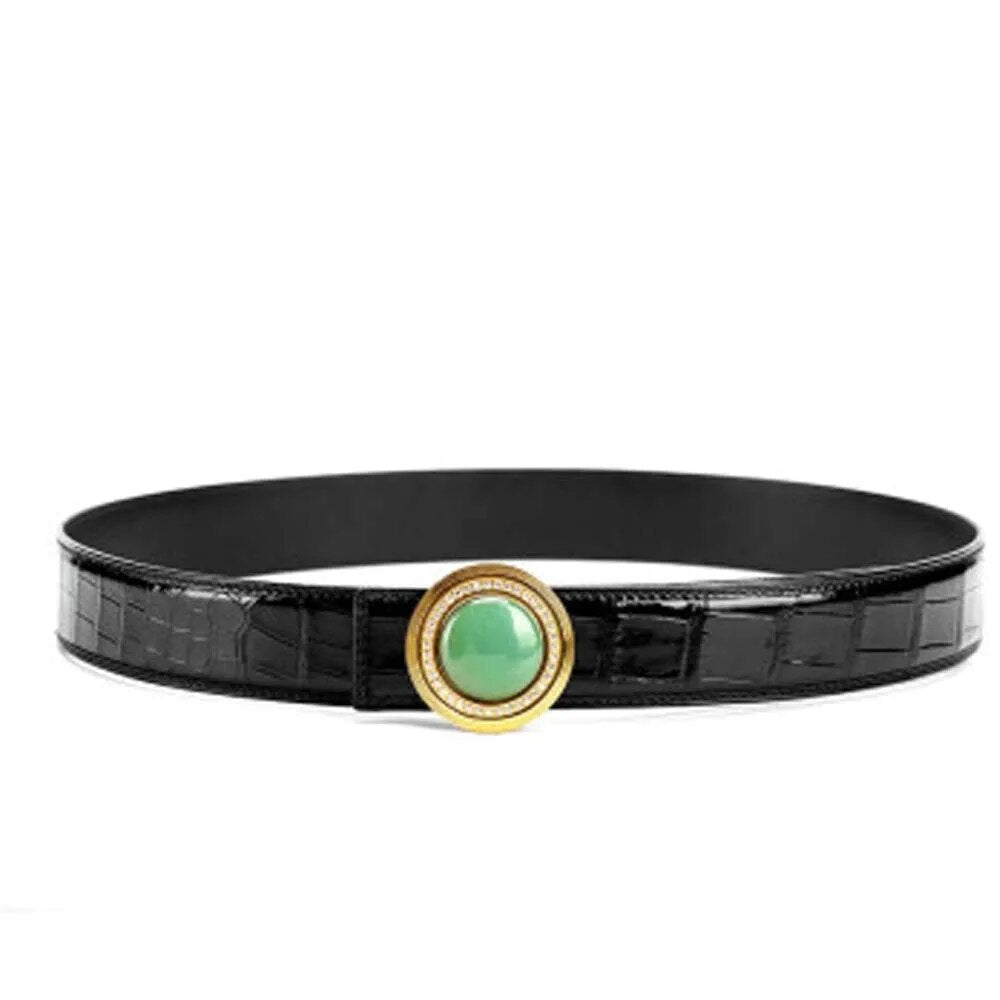 Menggeka Thai crocodile leather belt men stainless steel buckle and jade buckle men belt male crocodile belt