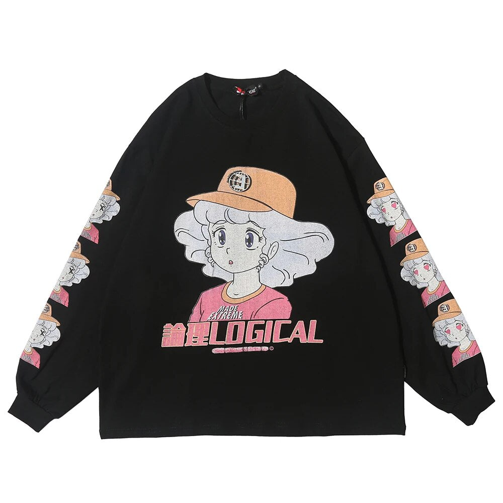 Japanese Harajuku Streetwear Kawaii T Shirt Anime Cartoon Long Sleeve Tee Shirts 2021 Spring Fashion Graphic Tees Men Clothing